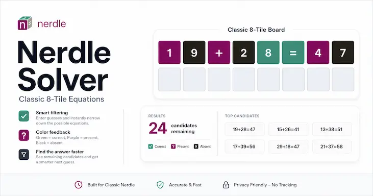Nerdle Solver tool preview